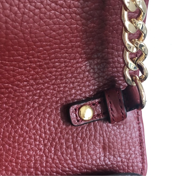 Michael Kors Bedford Pebbled Leather Chain Crossbody Convertible Red Bag EUC - Picture 11 of 15